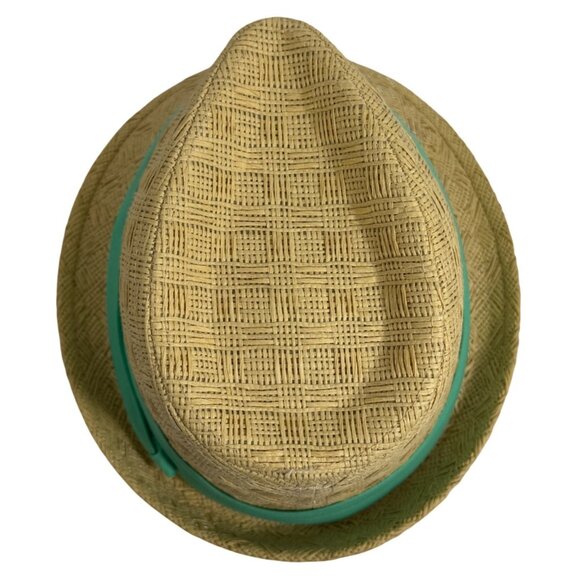 C.C Exclusives Woven Straw Fedora Hat Green Band S/M Lightweight Summer EUC main image 6